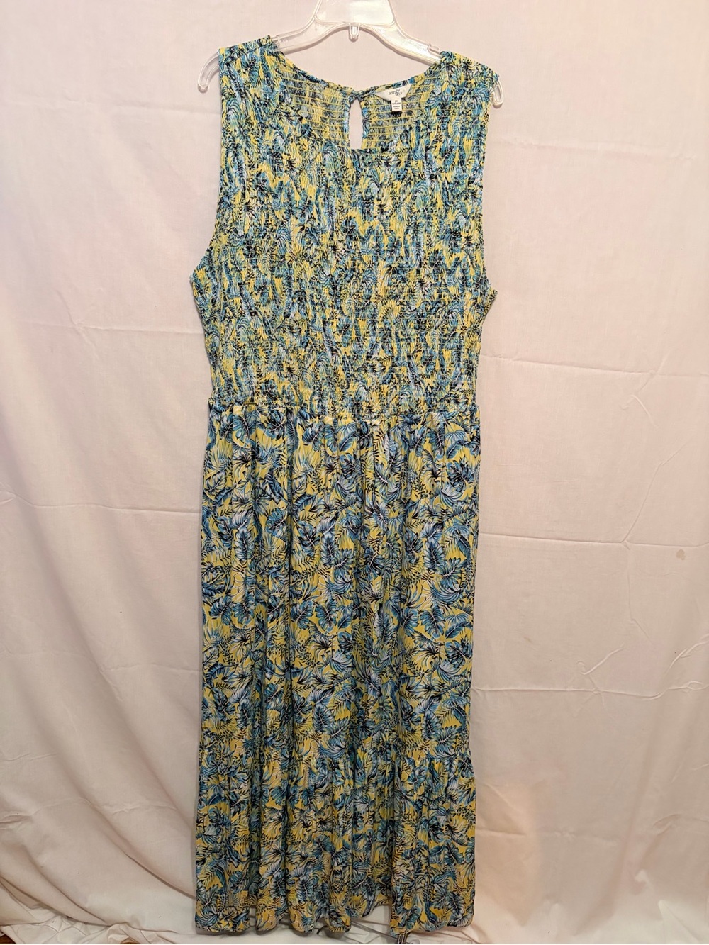 Terra & Sky Blue and Yellow Floral Smocked Maxi Dress
